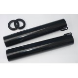 KRYTY PŘEDNÍHO TLUMIČE (PLÁŠTĚ) - ČERNÝ LAK - S GUMAMI - (DÉLKA 280MM) - JAWA/ČZ 125,175,250/ 450,453,455 + 356,355